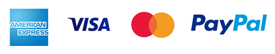 American Express, Visa, Mastercard and PayPal