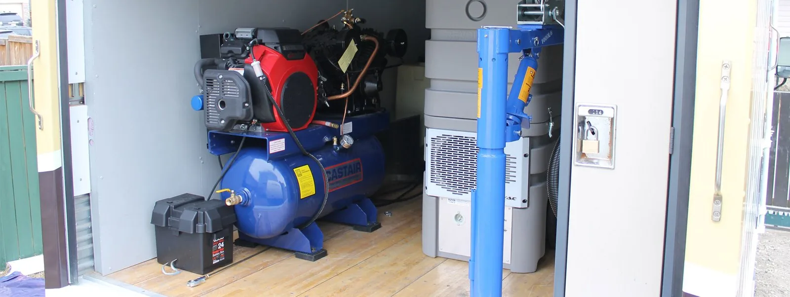 Air compressor and duct vacuum inside the truck